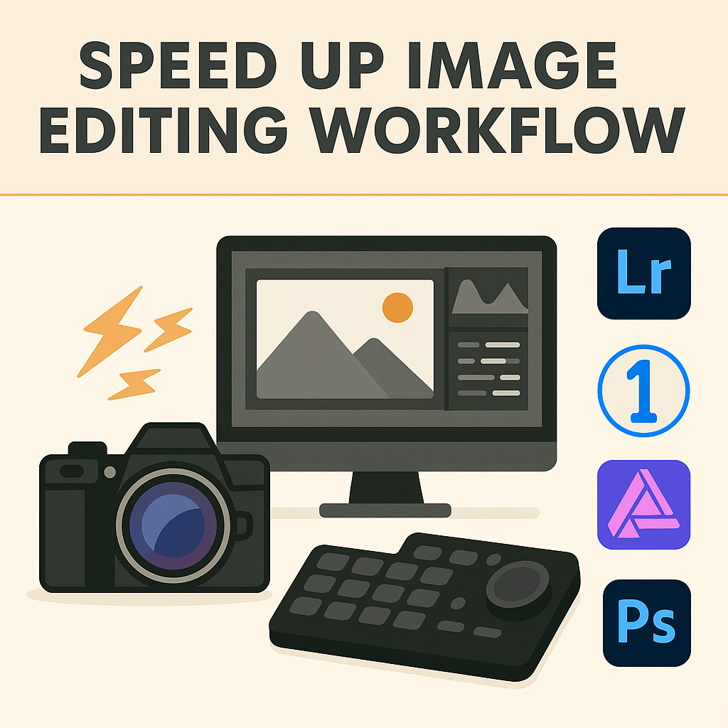 An editor’s desk with AI tools enhancing editing software